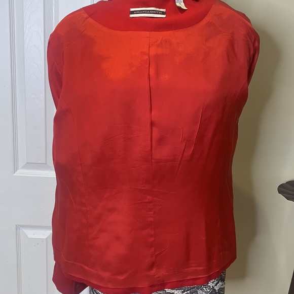 EUC Amanda Smith Red 2 Pc Long Skirt Suit, 16 - Picture 4 of 9